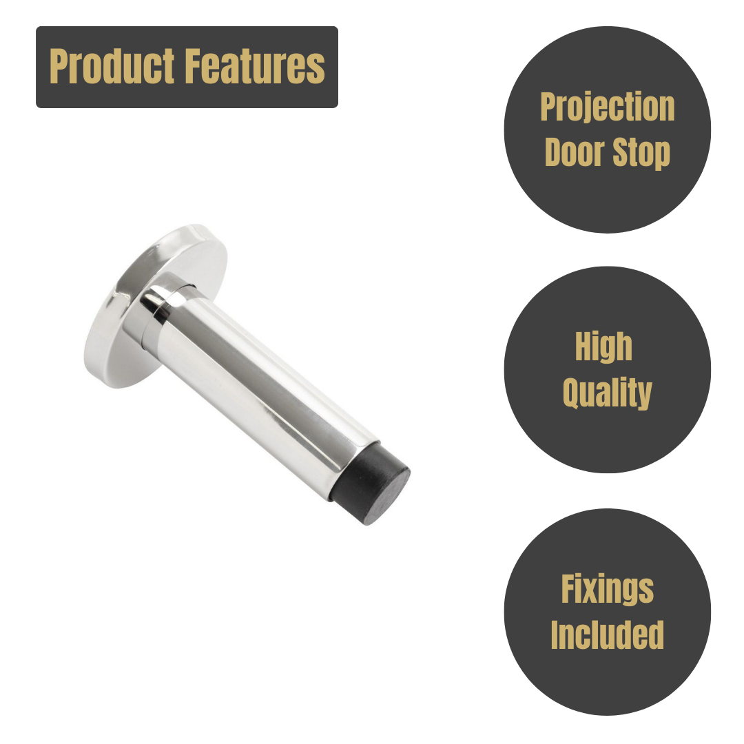 Vibe Projection Door Stop 90mm on Polished Stainless Steel