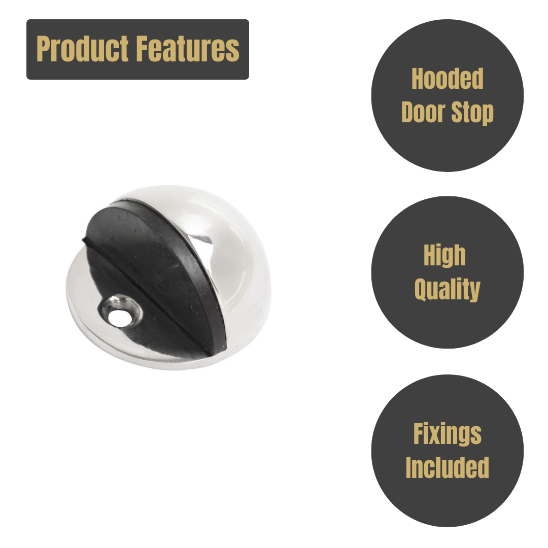 Vibe Hooded Door Stop 42mm on Polished Stainless Steel