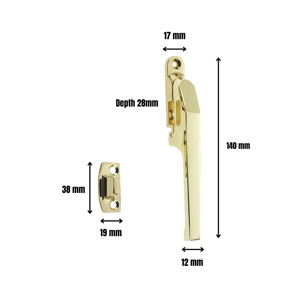 Window Casement Fastener in Polished Brass