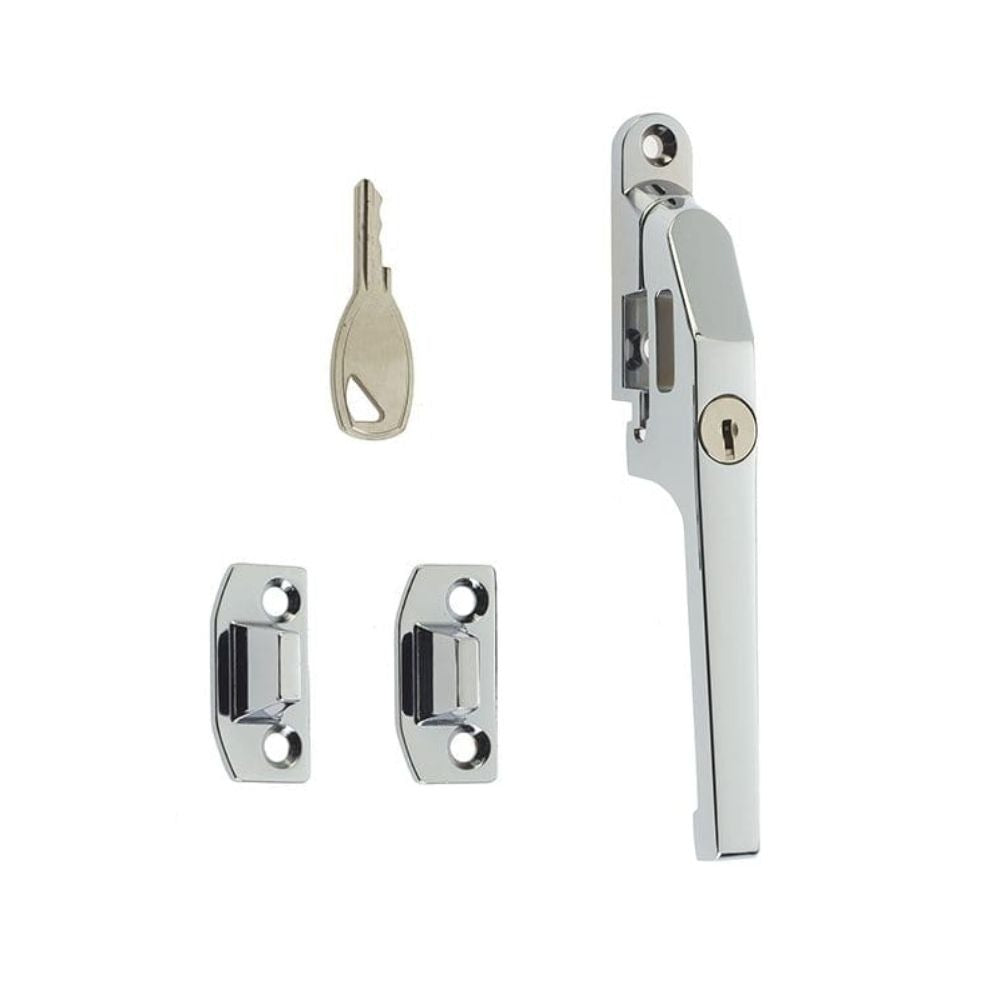 Locking Window Casement Fastener in Polished Chrome