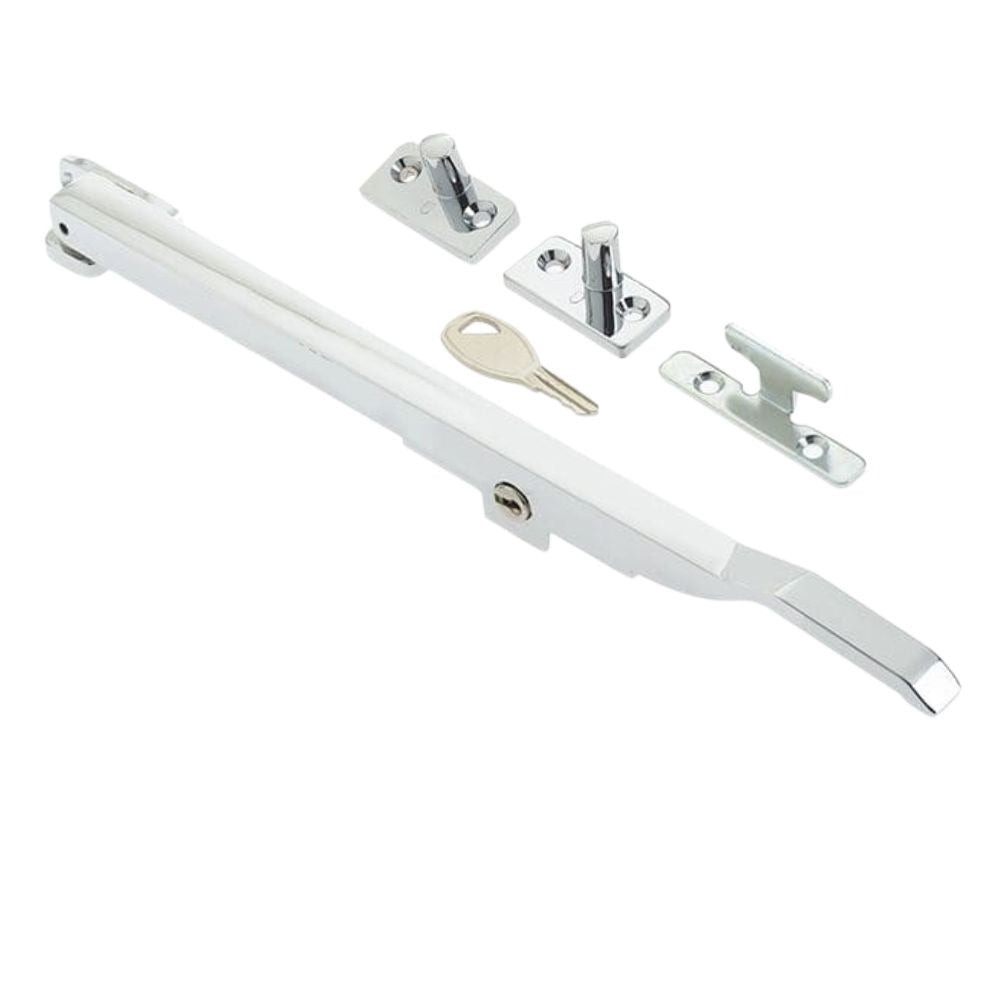Locking Window Casement Stay 250mm in Polished Chrome