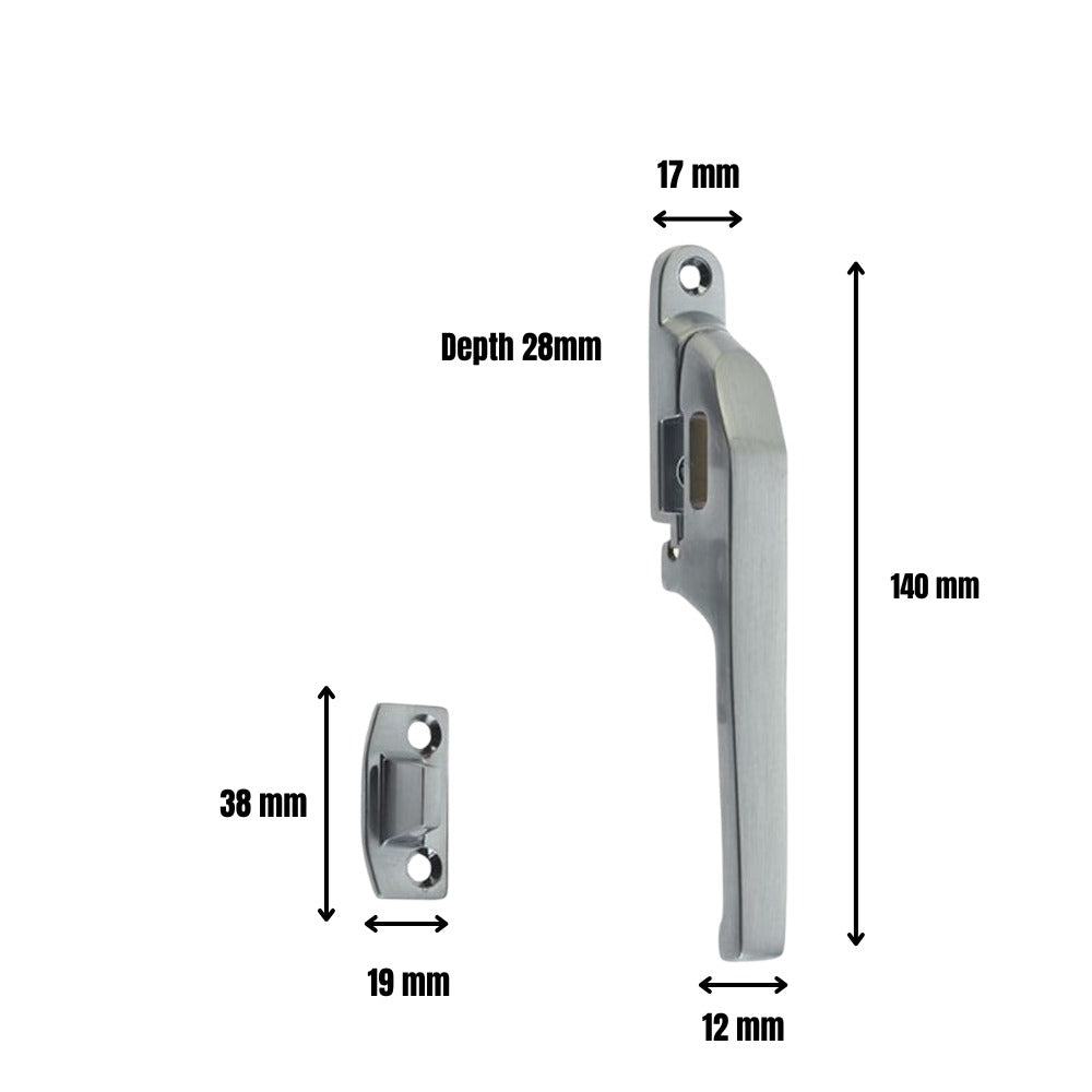 Window Casement Fastener in Satin Chrome