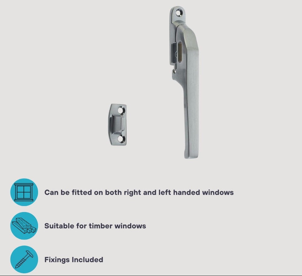 Window Casement Fastener in Satin Chrome