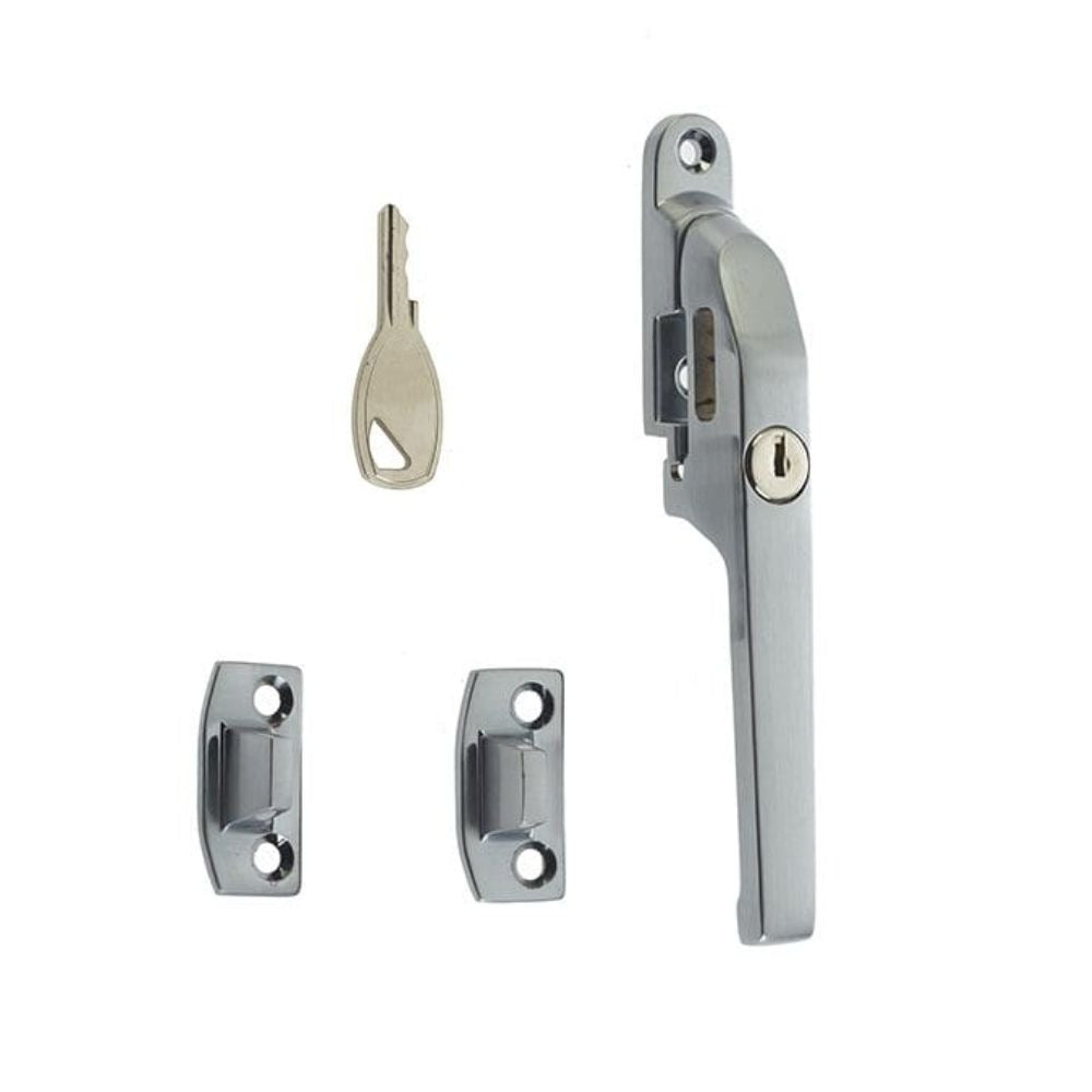 Locking Window Casement Fastener in Satin Chrome