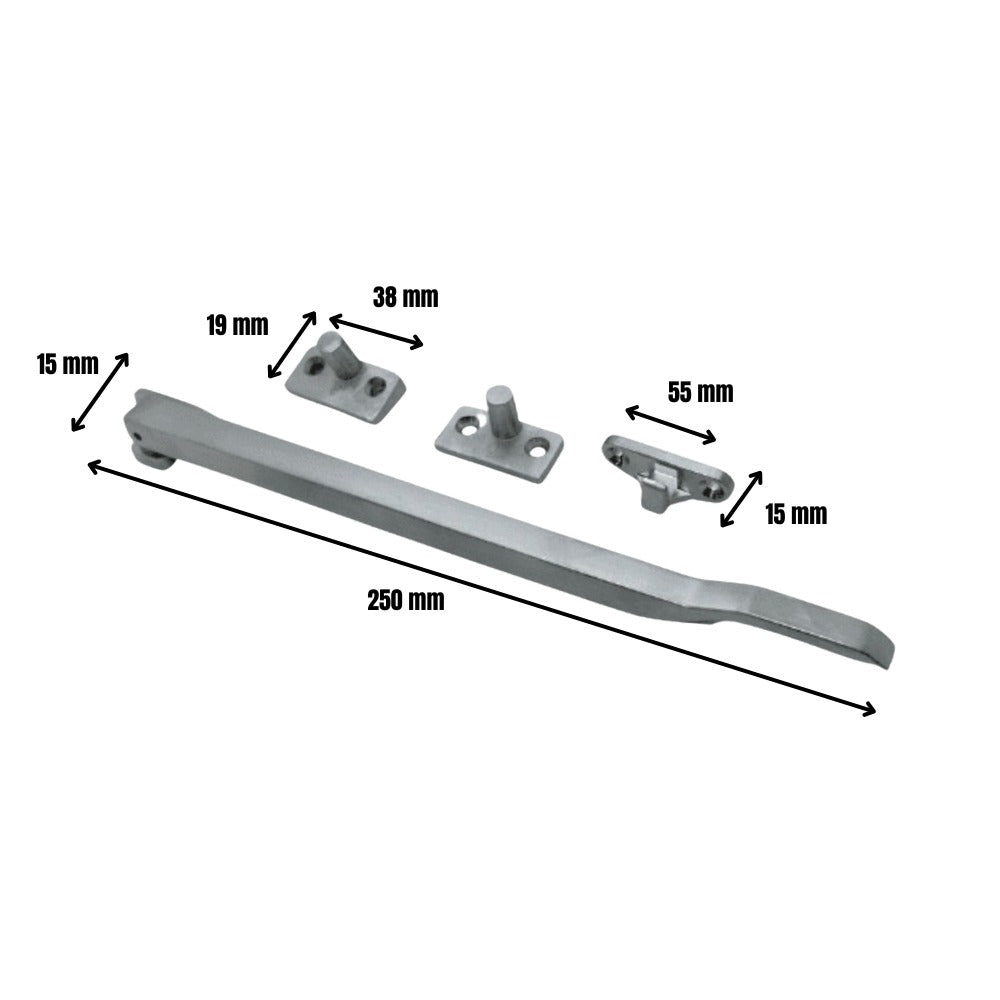 Window Casement Stay 250mm in Satin Chrome