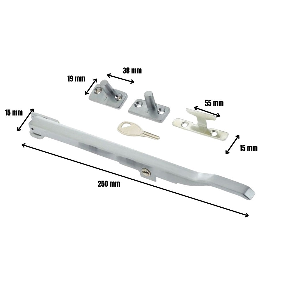 Locking Window Casement Stay 250mm in Satin Chrome