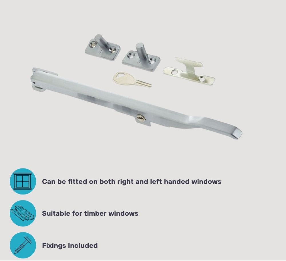 Locking Window Casement Stay 250mm in Satin Chrome