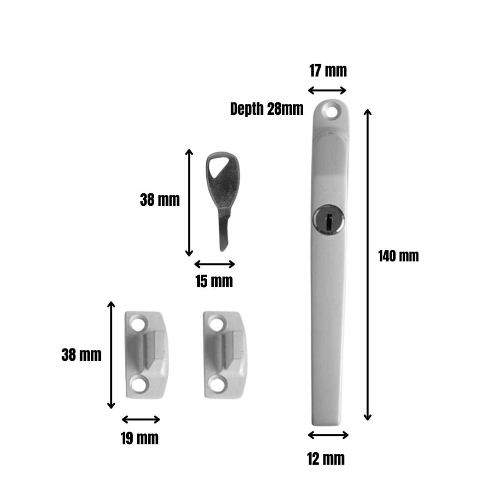 Locking Window Casement Fastener in White