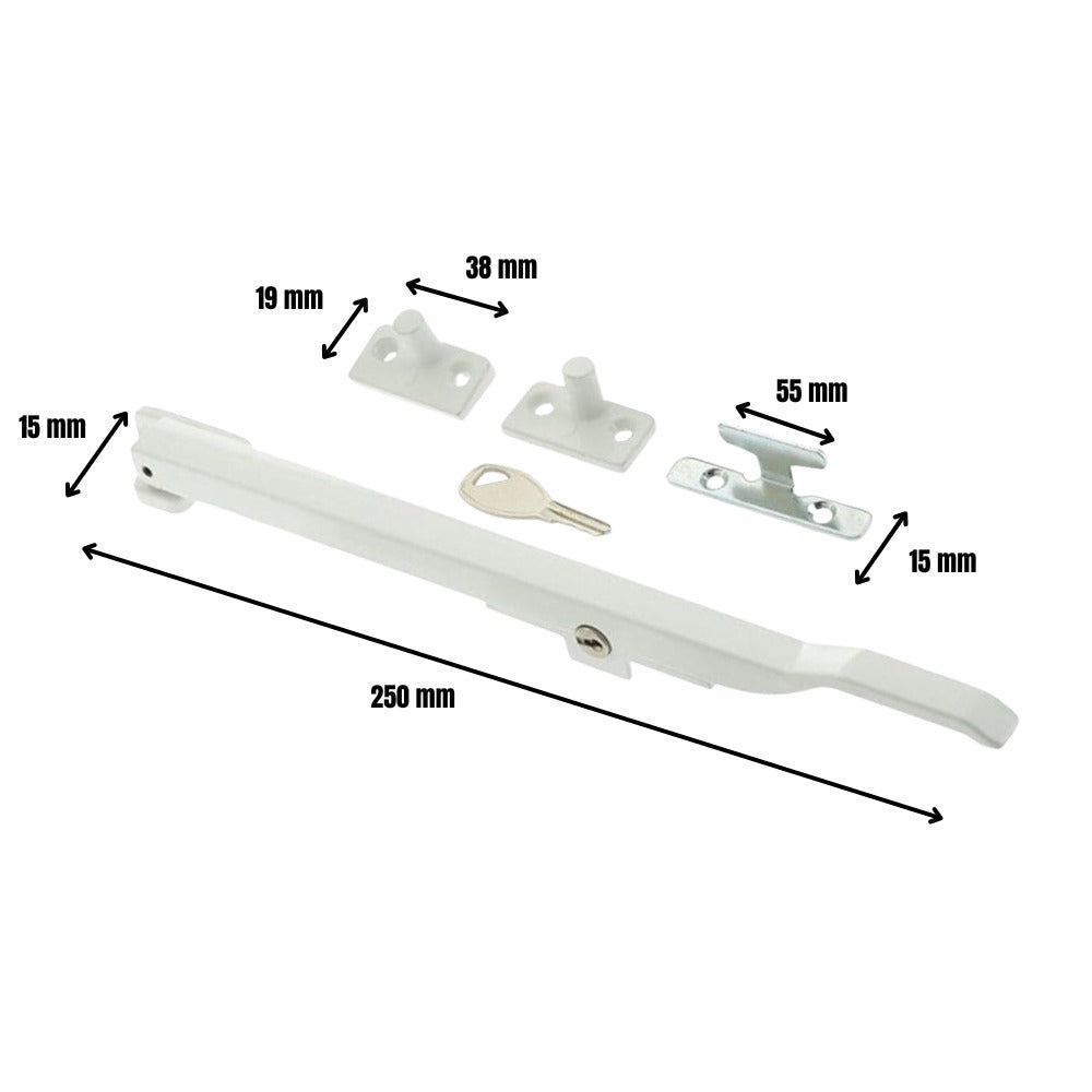 Locking Window Casement Stay 250mm in White