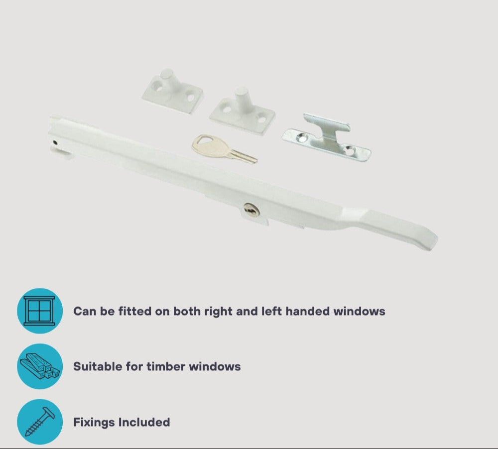 Locking Window Casement Stay 250mm in White