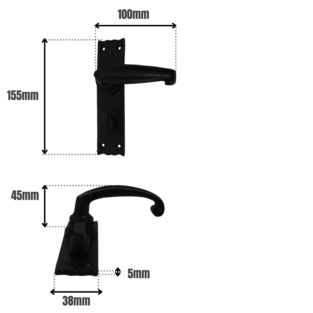Isabella 38x155mm Lever Bathroom on Black Antique for Internal Doors