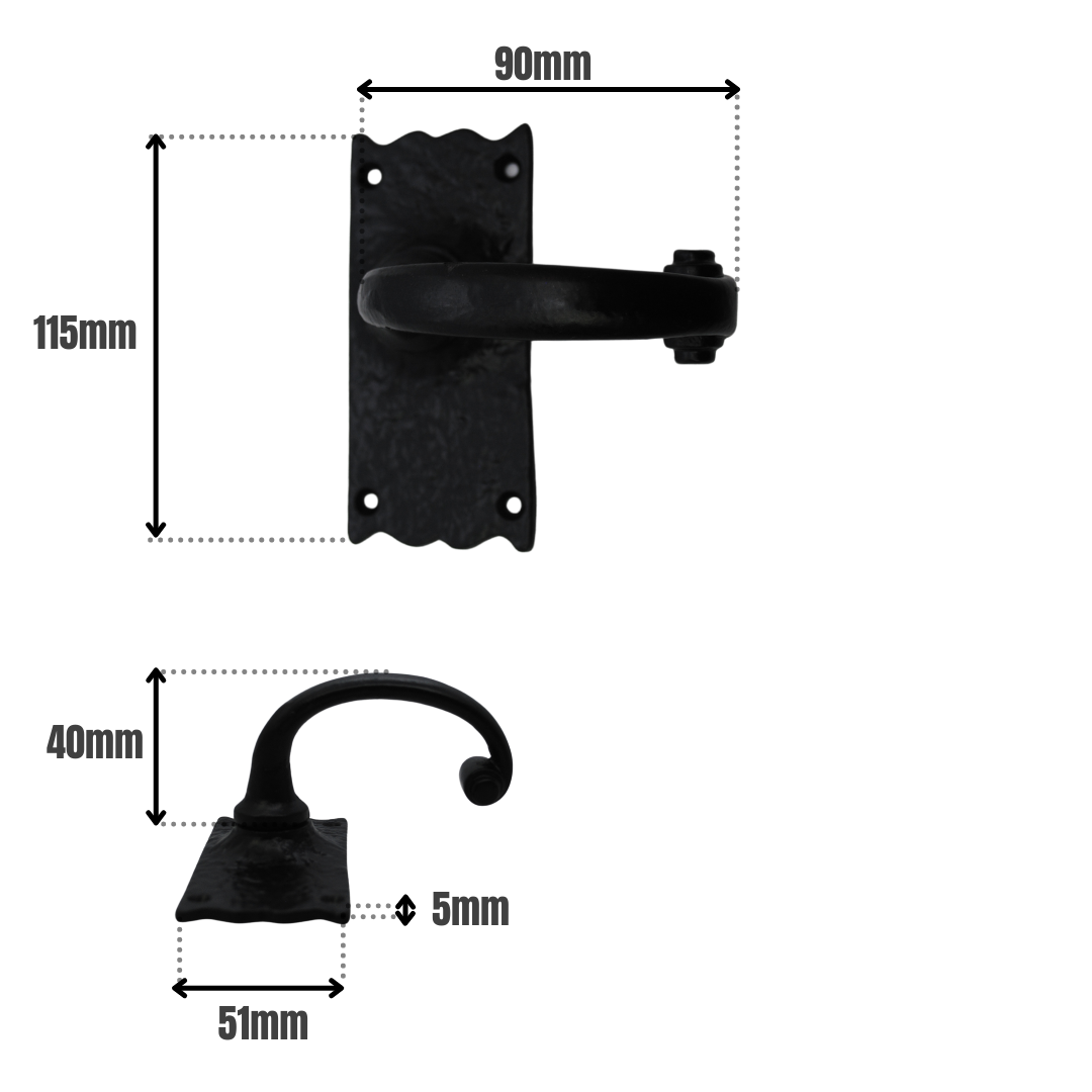 Merlin 51x115mm Lever Latch on Black Antique for Internal Doors