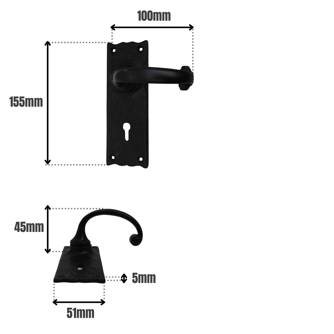 Merlin 51x115mm Lever Lock on Black Antique for Internal Doors