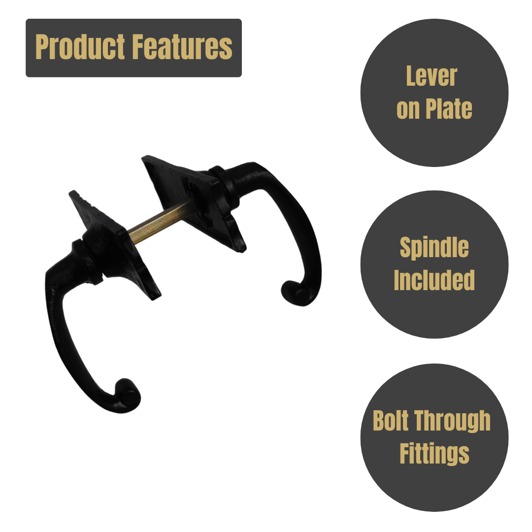 Merlin 51x155mm Lever Bathroom on Black Antique for Internal Doors