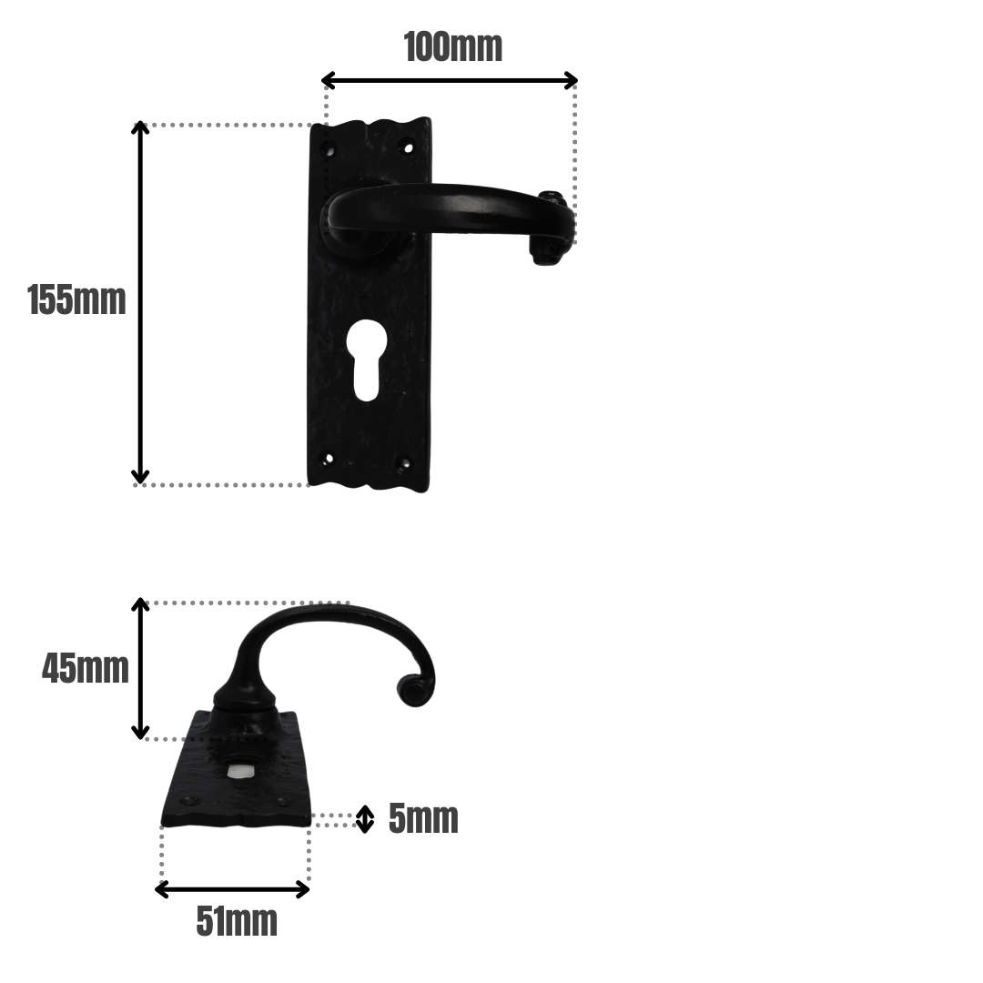 Merlin 51x115mm Lever Euro on Black Antique for Internal Doors