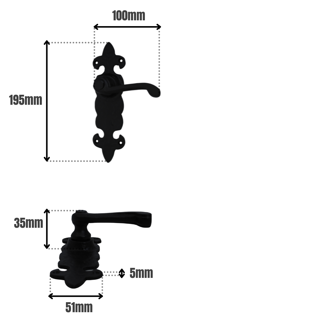 Fleur de Lys Lever Latch on Black Antique for Internal Doors