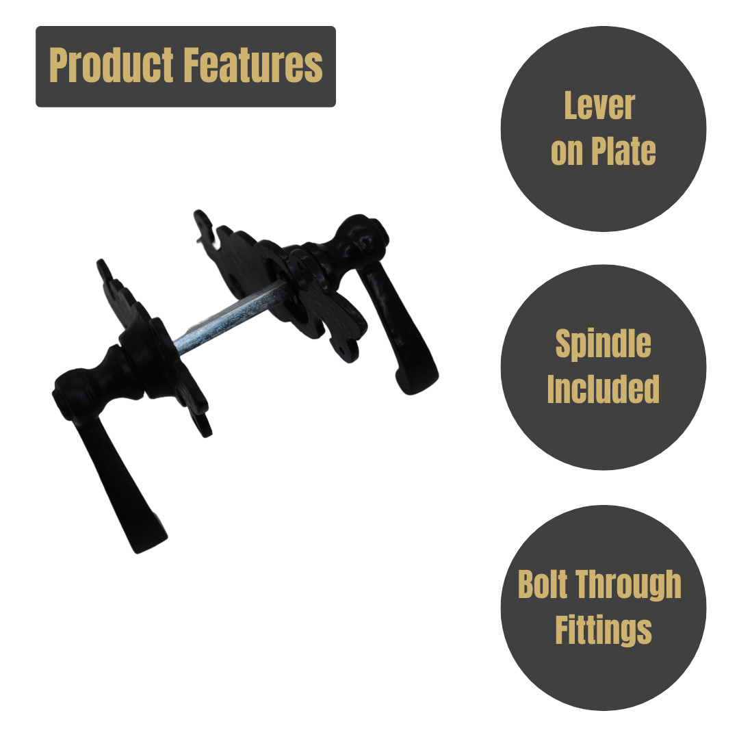 Fleur de Lys Lever Latch on Black Antique for Internal Doors