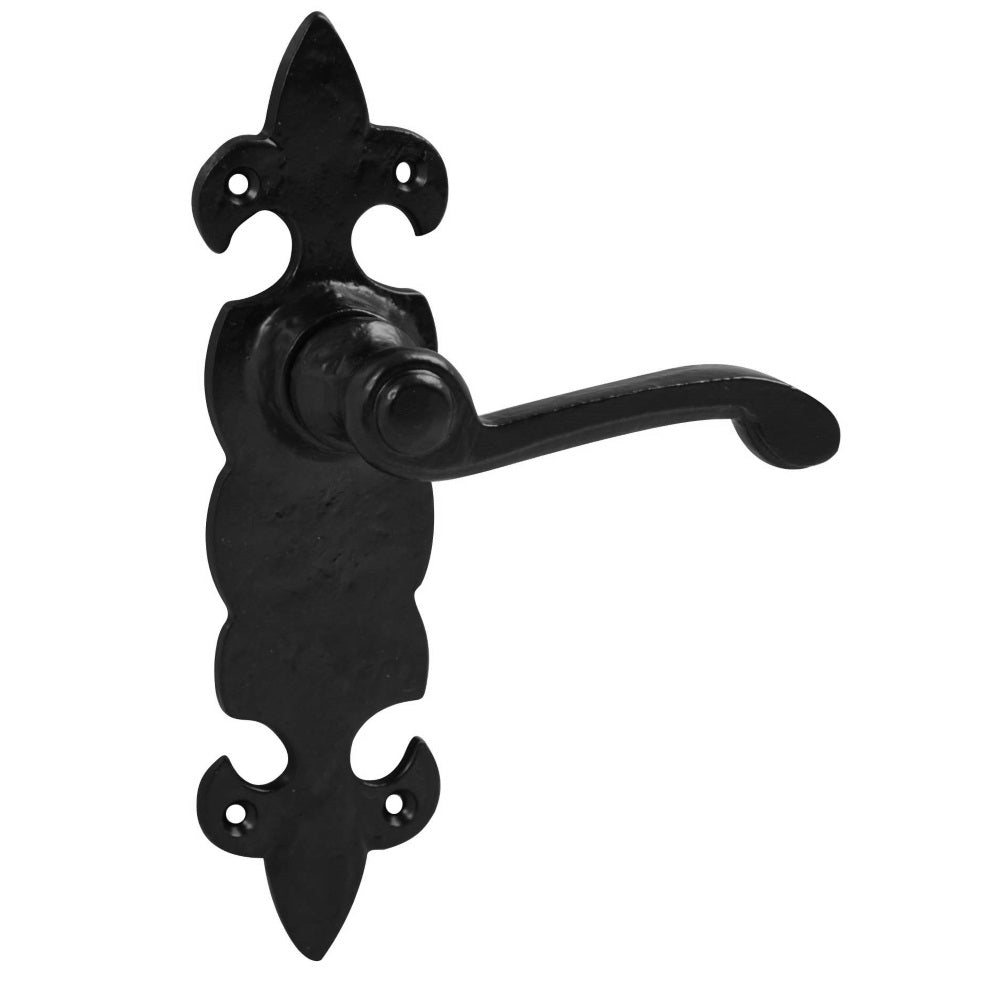 Fleur de Lys Lever Latch on Black Antique for Internal Doors