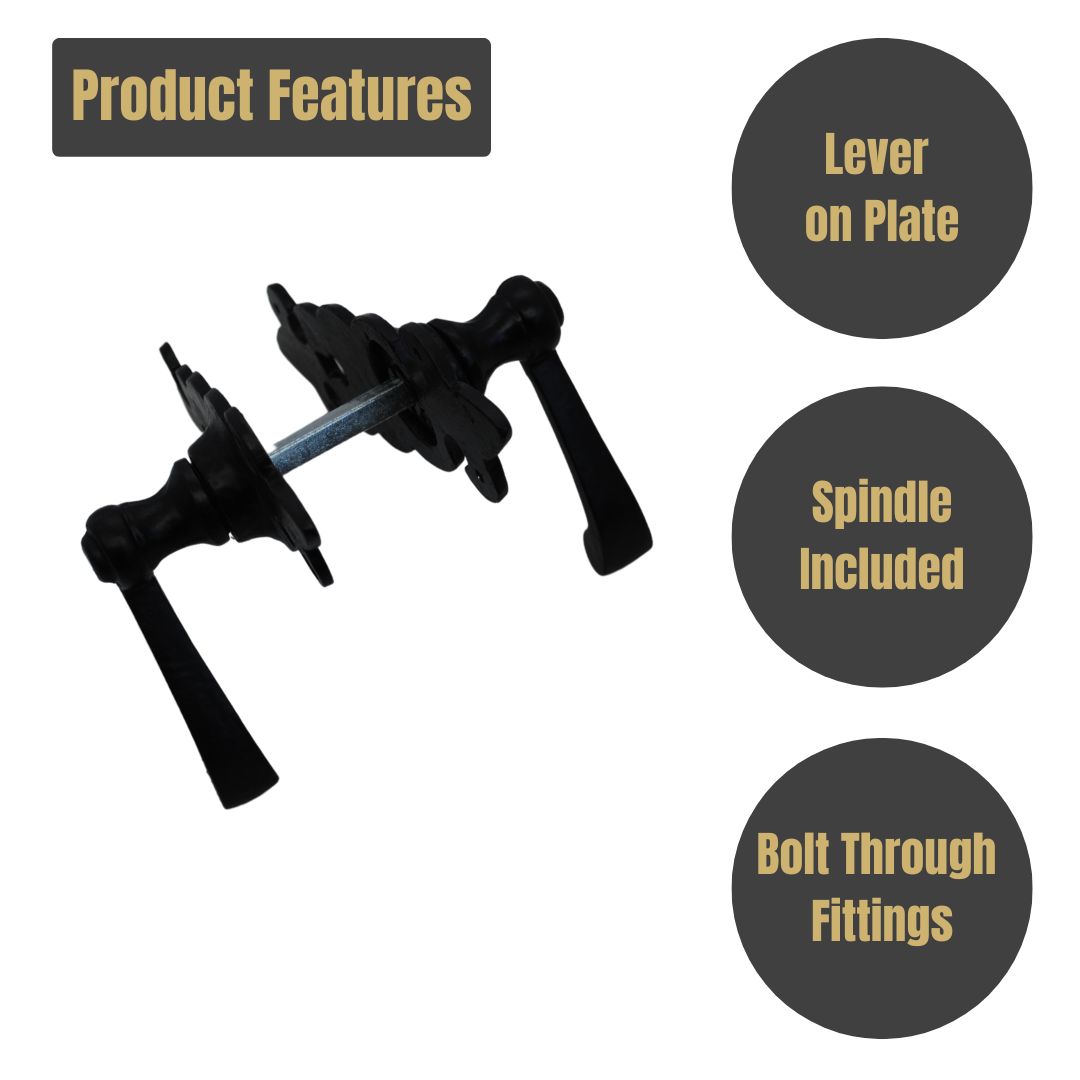 Fleur de Lys Lever Lock on Black Antique for Internal Doors