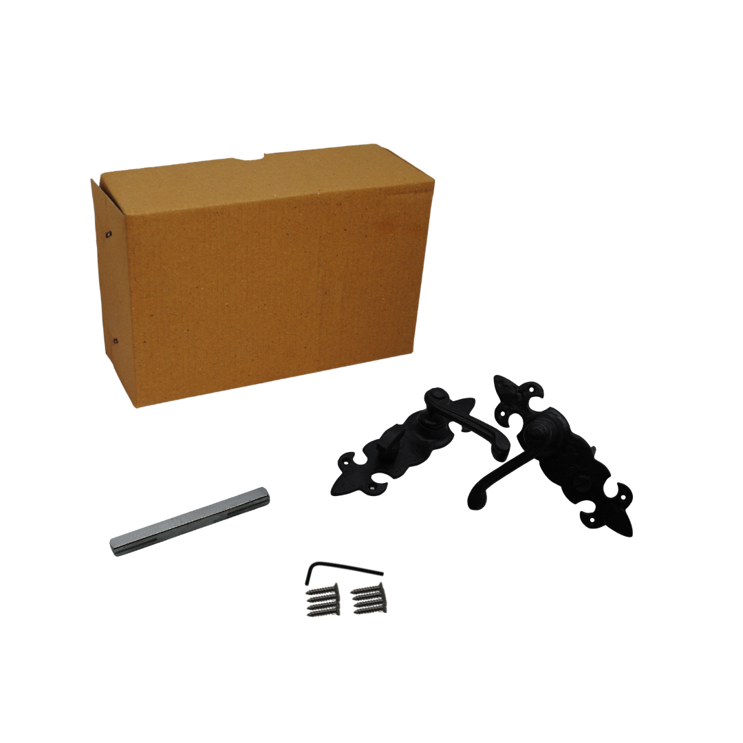 Fleur de Lys Lever Bathroom on Black Antique for Internal Doors