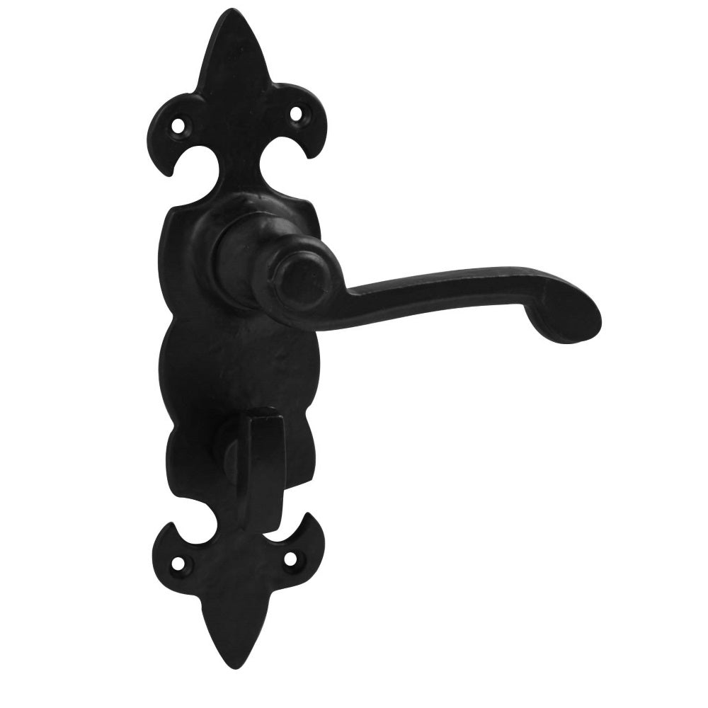 Fleur de Lys Lever Bathroom on Black Antique for Internal Doors