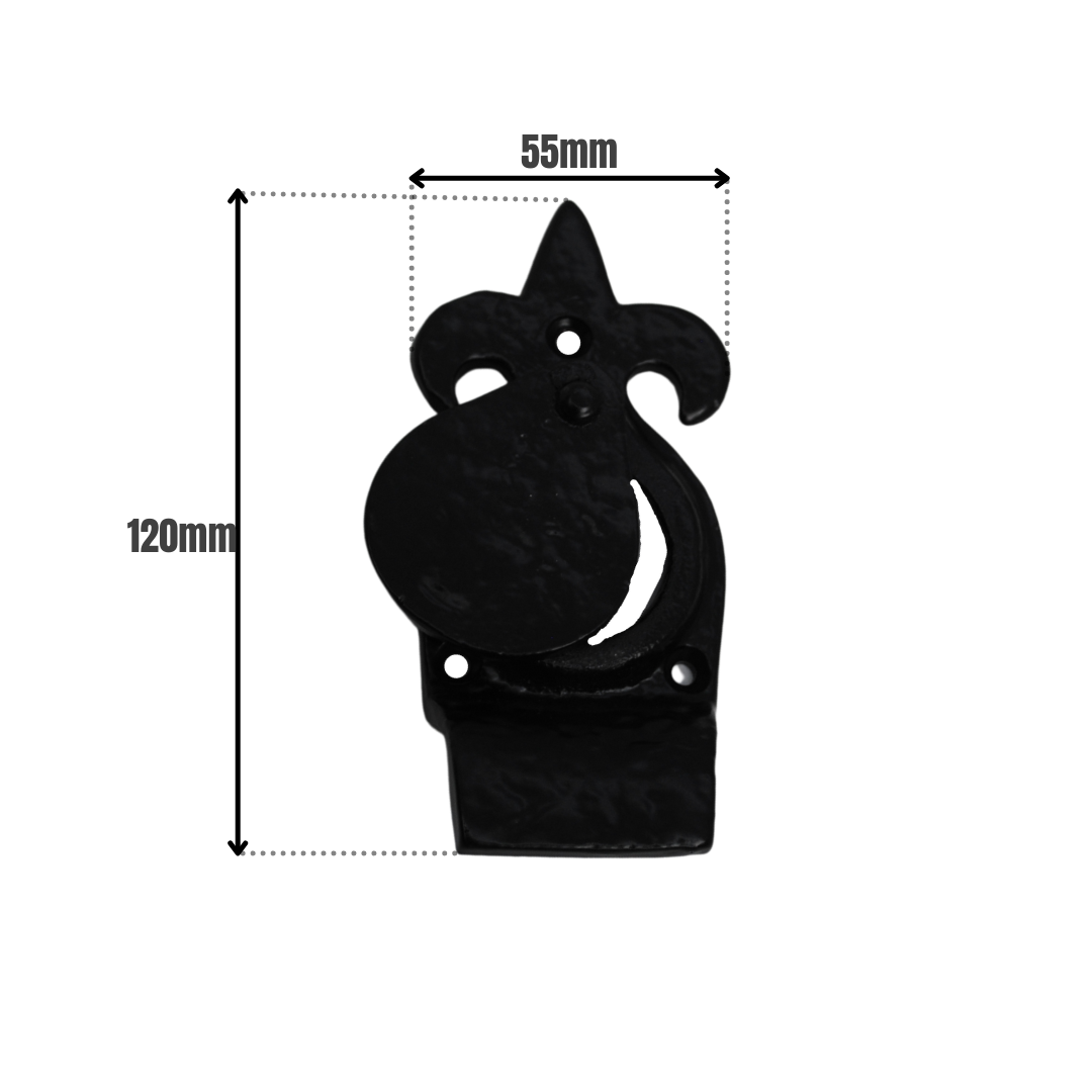 Cylinder Pull Fleur De Lys on Black with Curved Finger Grip for Cylinder Locks