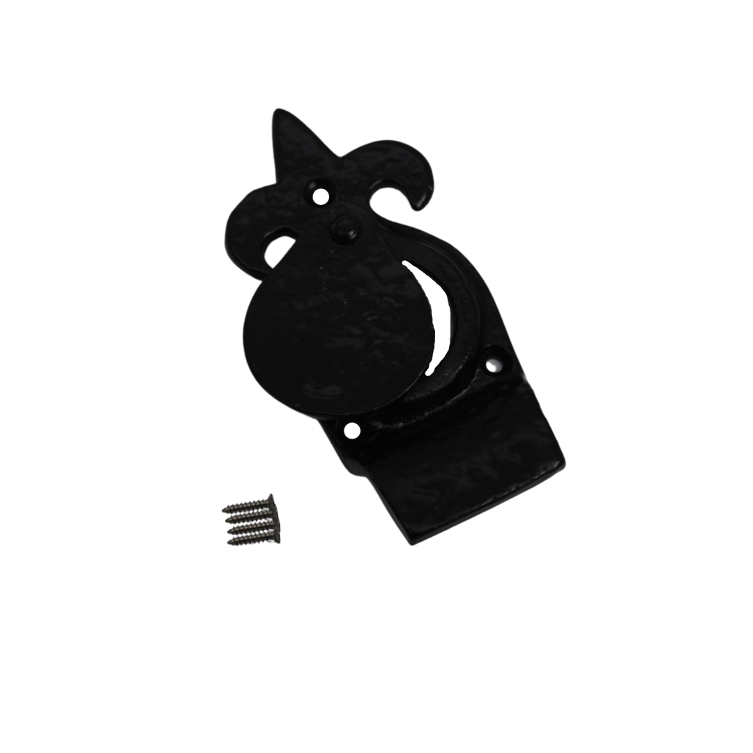 Cylinder Pull Fleur De Lys on Black with Curved Finger Grip for Cylinder Locks