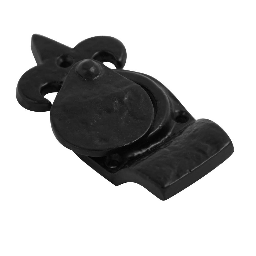 Cylinder Pull Fleur De Lys on Black with Curved Finger Grip for Cylinder Locks