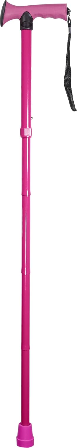 Folding Adjustable Walking Stick With Ergonomic Handle Pink - VP155ED