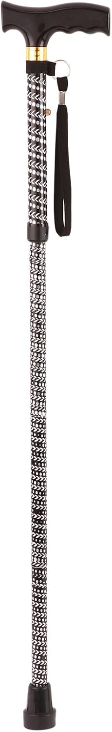 Aidapt Patterned Fold Down Adjustable Walking Stick With Wood Handle - VP155KG