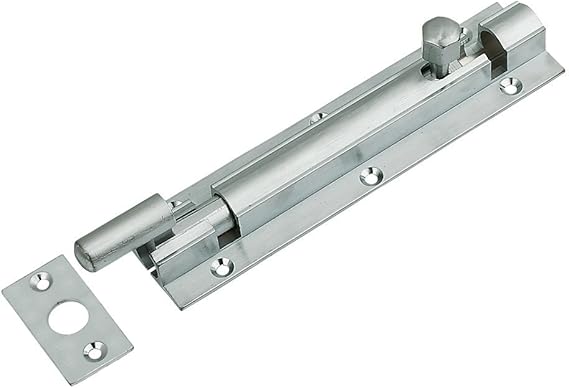 38mm Barrel Bolt Straight/Necked - Satin Chrome Finish (Straight, 38mm x 150mm)