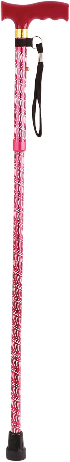 Aidapt Patterned Fold Down Adjustable Walking Stick With Wood Handle - VP155KB