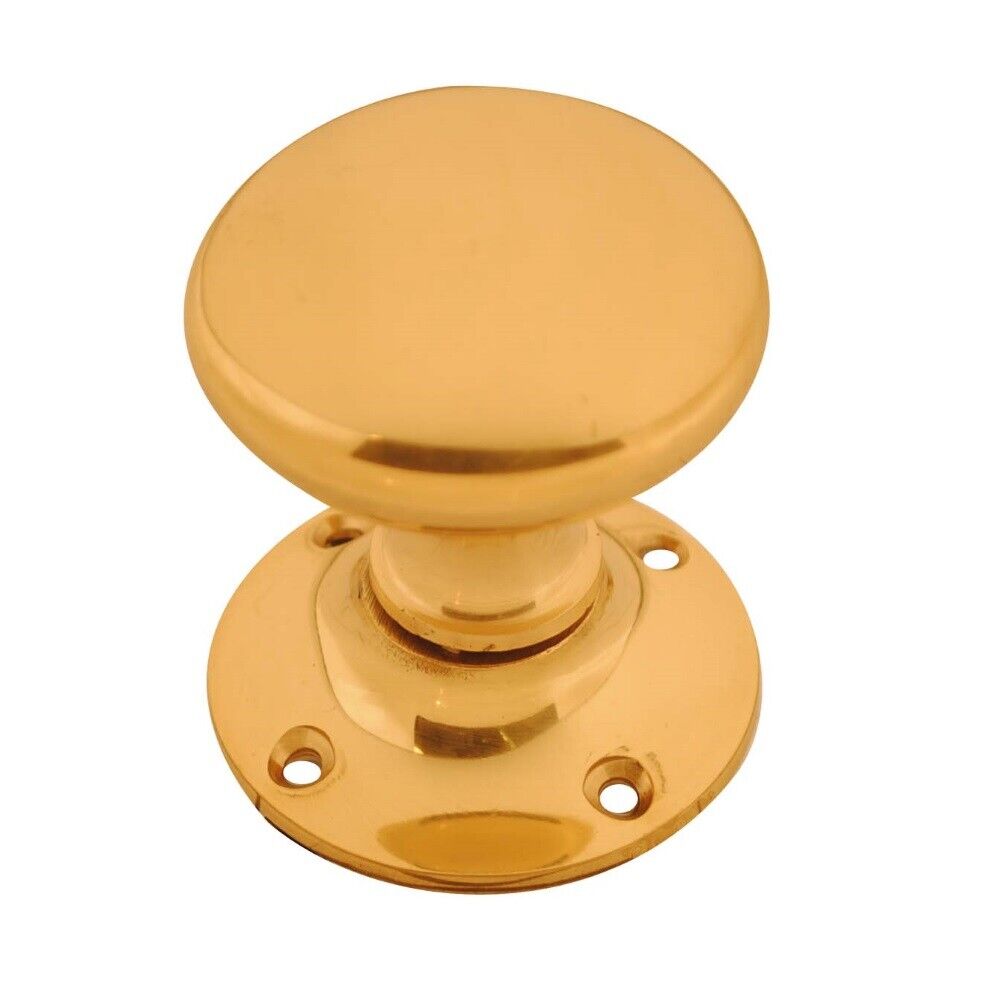Victorian Polished Brass Furniture Rim Round Door Knob Set Ball Style