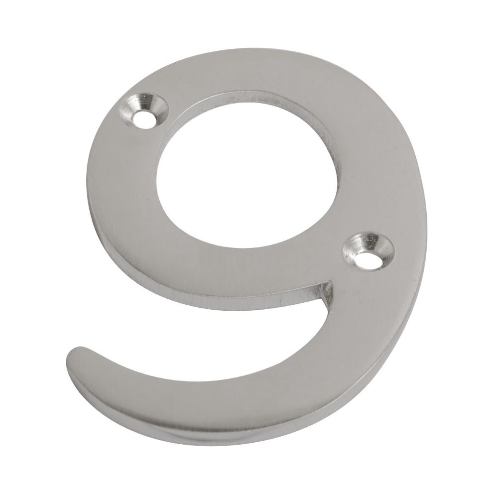 Numeral Figure 9 Satin Chrome 75mm
