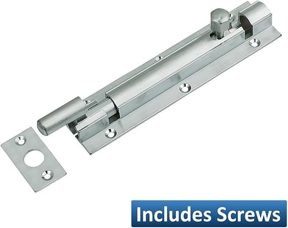 38mm Barrel Bolt Straight/Necked - Satin Chrome Finish (Straight, 38mm x 150mm)