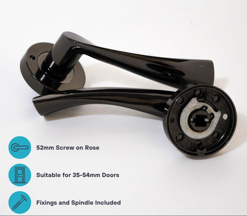 ONYX Design Push Button Privacy Twirl Lever in Polished Black Nickel for Bathroom Doors