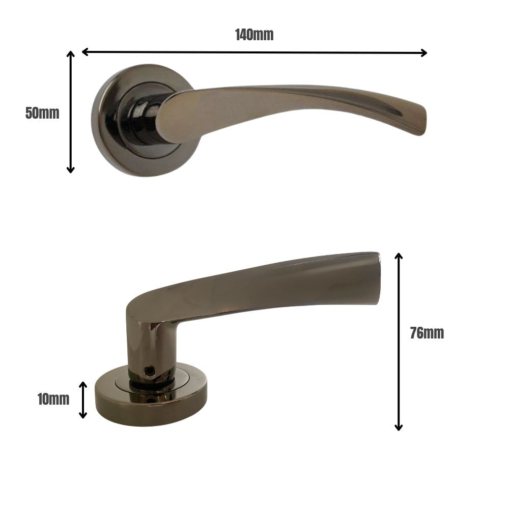 ONYX Design Push Button Privacy Twirl Lever in Polished Black Nickel for Bathroom Doors