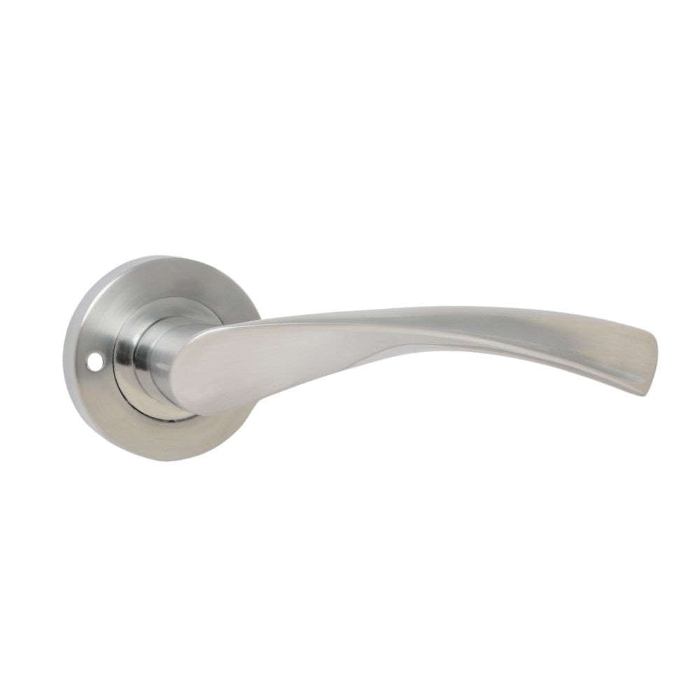 VIBE Design Push Button Privacy Twirl Lever in Satin Chrome for Bathroom Doors
