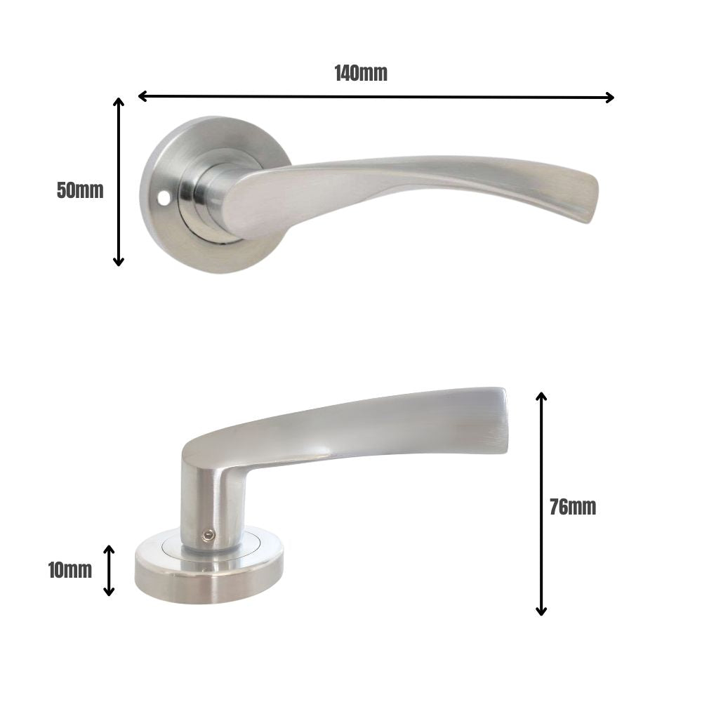 VIBE Design Push Button Privacy Twirl Lever in Satin Chrome for Bathroom Doors