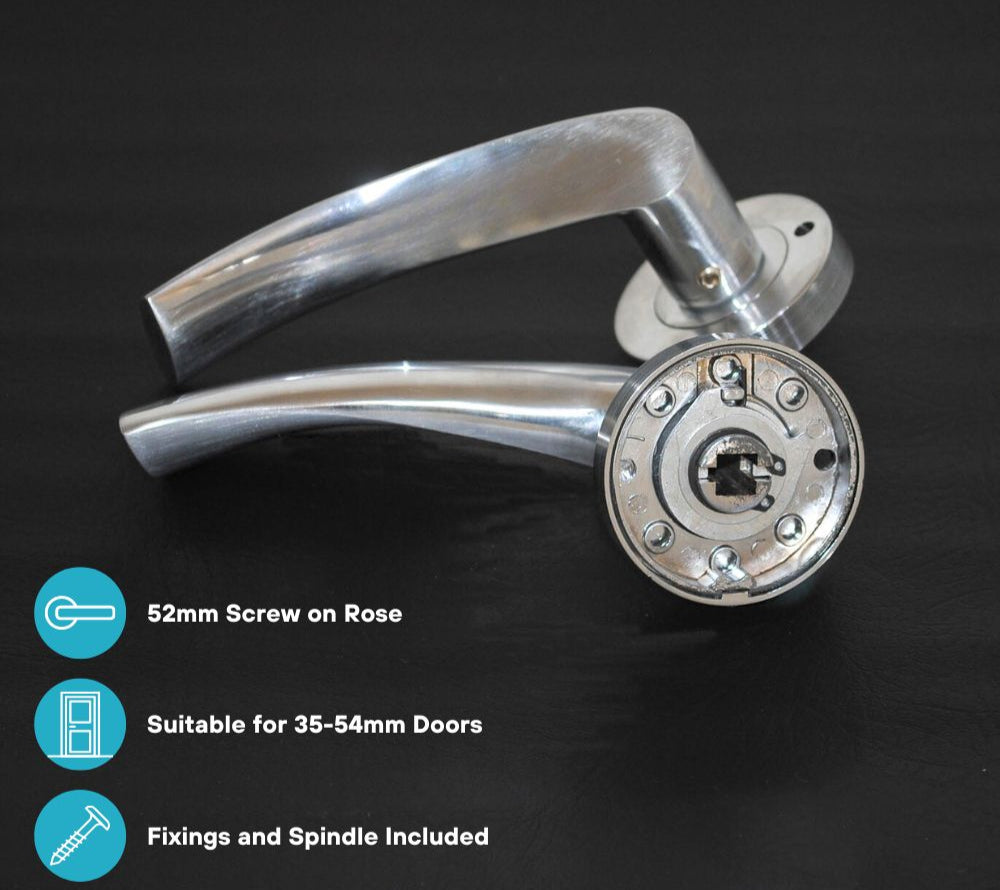 VIBE Design Push Button Privacy Twirl Lever in Satin Chrome for Bathroom Doors