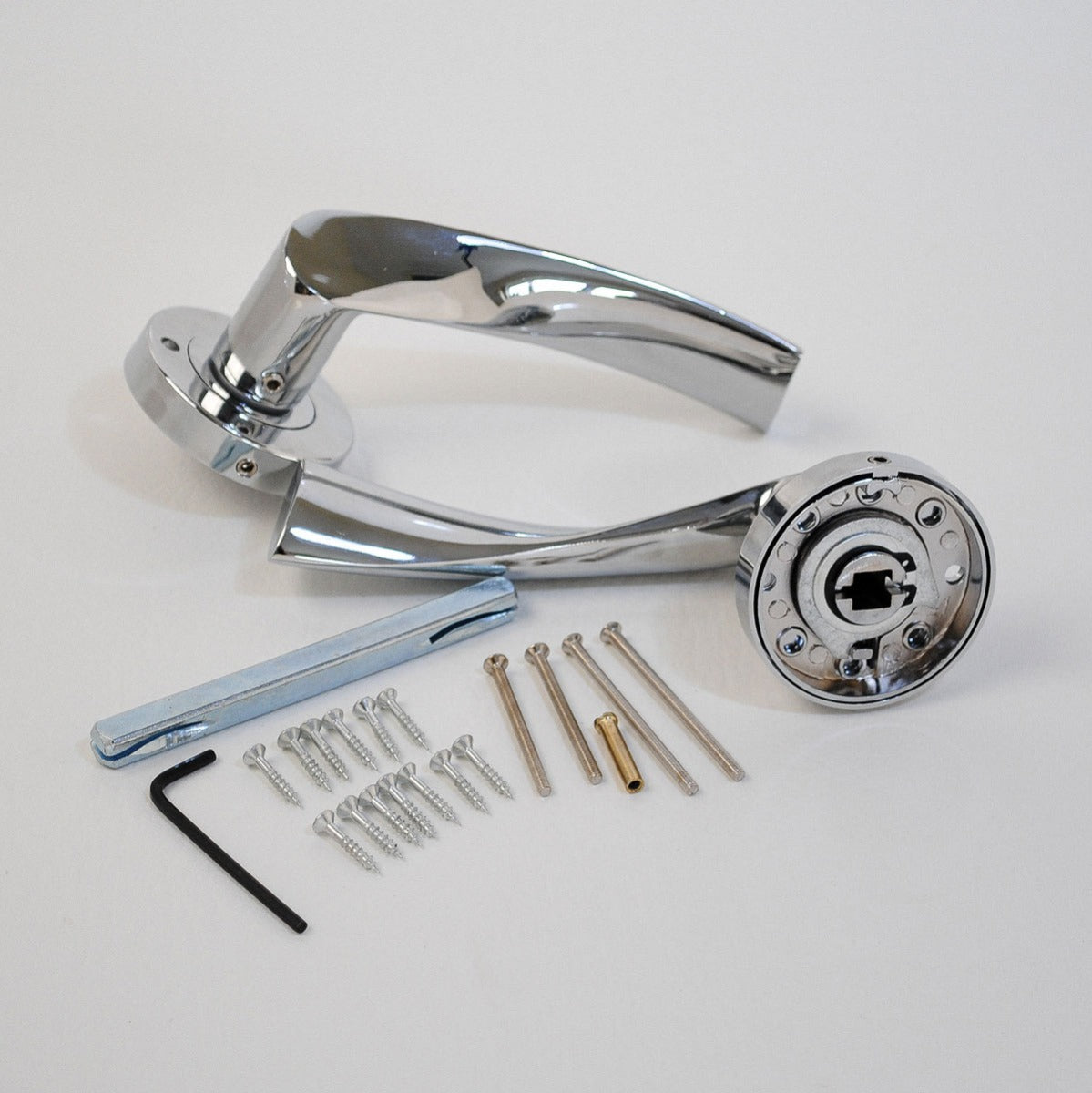 VIBE Design Push Button Privacy Twirl Lever in Polished Chrome for Bathroom Doors