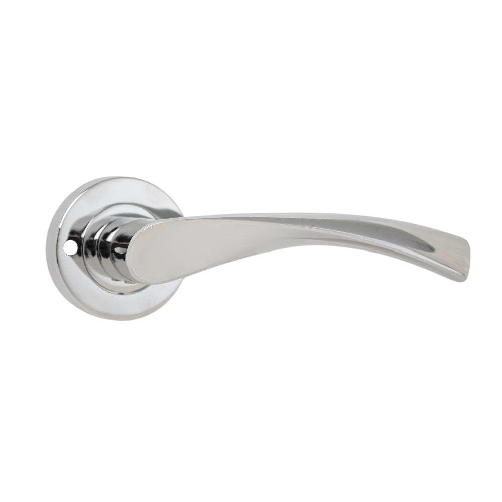 VIBE Design Push Button Privacy Twirl Lever in Polished Chrome for Bathroom Doors