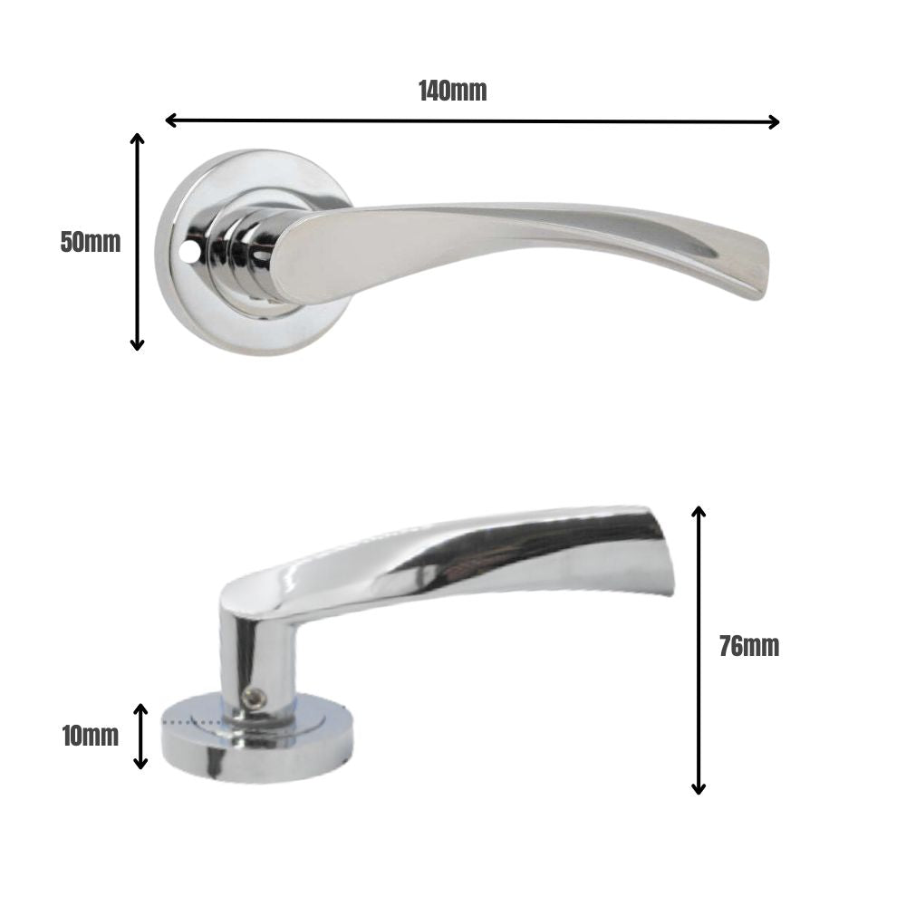 VIBE Design Push Button Privacy Twirl Lever in Polished Chrome for Bathroom Doors