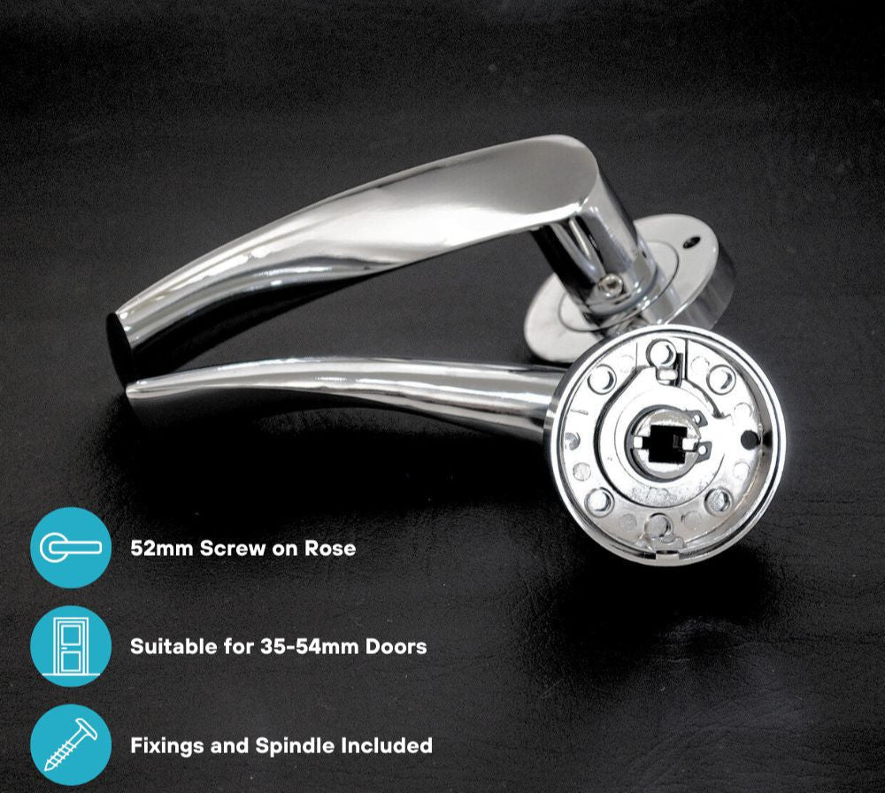 VIBE Design Push Button Privacy Twirl Lever in Polished Chrome for Bathroom Doors