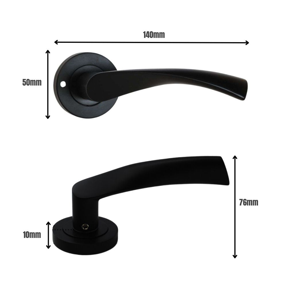 ONYX Design Push Button Privacy Twirl Lever in Matt Black for Bathroom Doors