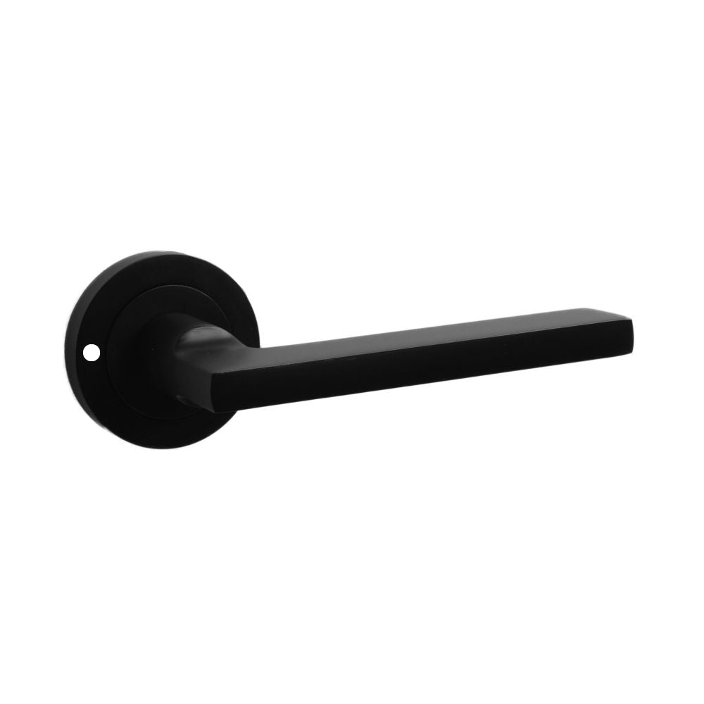 ONYX Design Push Button Privacy Naxos Lever Handle in Matt Black for Bathroom Doors