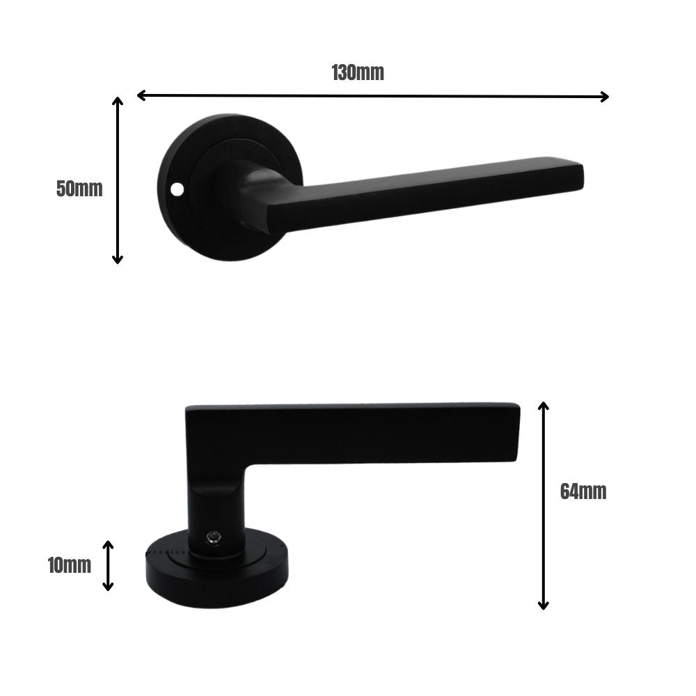 ONYX Design Push Button Privacy Naxos Lever Handle in Matt Black for Bathroom Doors