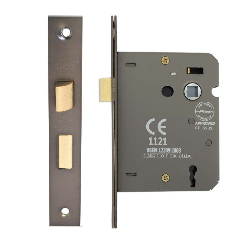 3 Lever Sashlock 75mm CE Rated Black Nickel