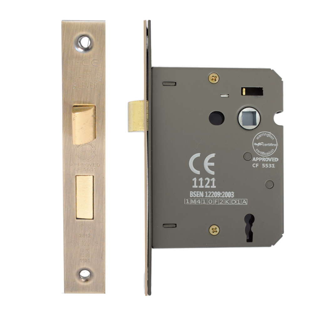 3 Lever Sashlock 75mm CE Rated Antique Brass