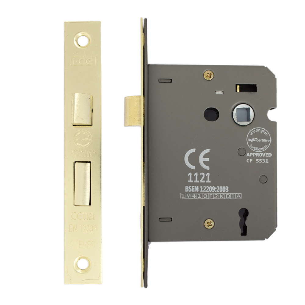 3 Lever Sashlock 75mm CE Rated Satin Brass